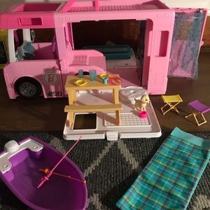 Barbie 3in1 Dream Camper;plus Barbie soccer field with goals
